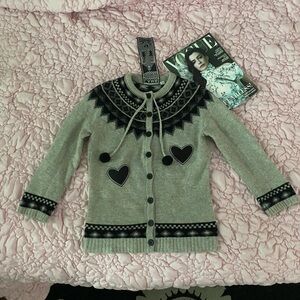 L.A.M.B. Cashmere Fair Isle Gray and Black Women's XS Sweater Petite